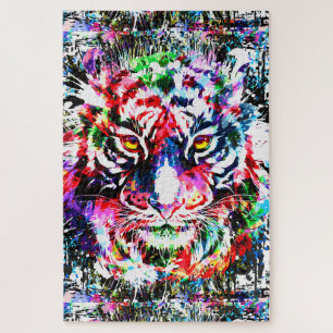 Tiger Puzzle Dessin coloré Art Abstrait