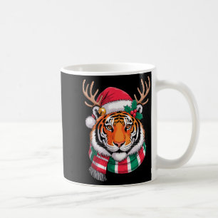 Tiger Reindeer Christmas Santa Hat Tiger Xmas Coffee Mug