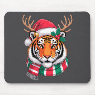Tiger Reindeer Christmas Santa Hat Tiger Xmas  Mouse Pad