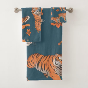 Tiger Retro Colourful Personalized Pattern Bath Towel Set