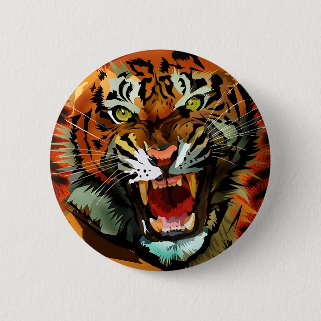 Tiger Roar 2 Inch Round Button (Front)