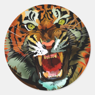 Tiger Roar  Classic Round Sticker