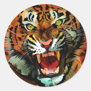 Tiger Roar Classic Round Sticker