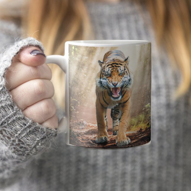 Tiger Roaring in A Jungle Fine Art Coffee Mug (Creator Uploaded)