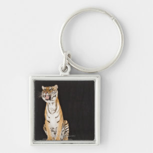 Tiger roaring keychain