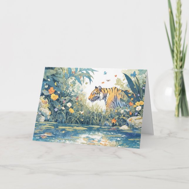 Tiger’s Stroll Through the Blooming Jungle Card (Front)