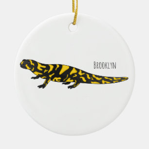Tiger salamander cartoon illustration ceramic ornament