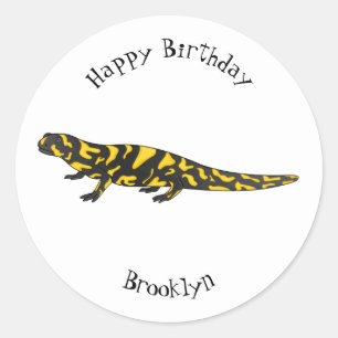 Tiger salamander cartoon illustration classic round sticker