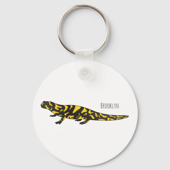 Tiger salamander cartoon illustration keychain (Front)