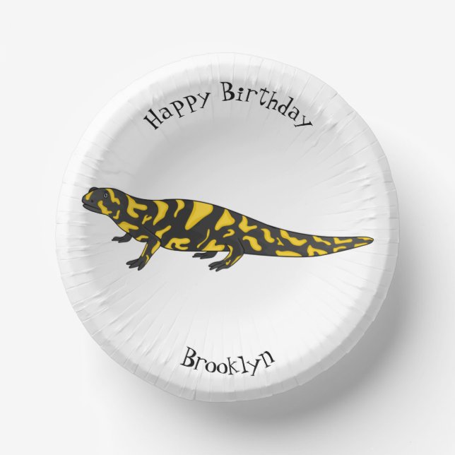 Tiger salamander cartoon illustration  paper plate (Front)