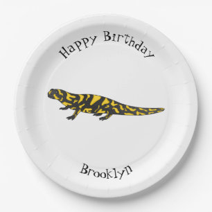 Tiger salamander cartoon illustration paper plate