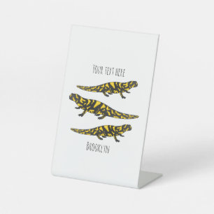 Tiger salamander cartoon illustration pedestal sign