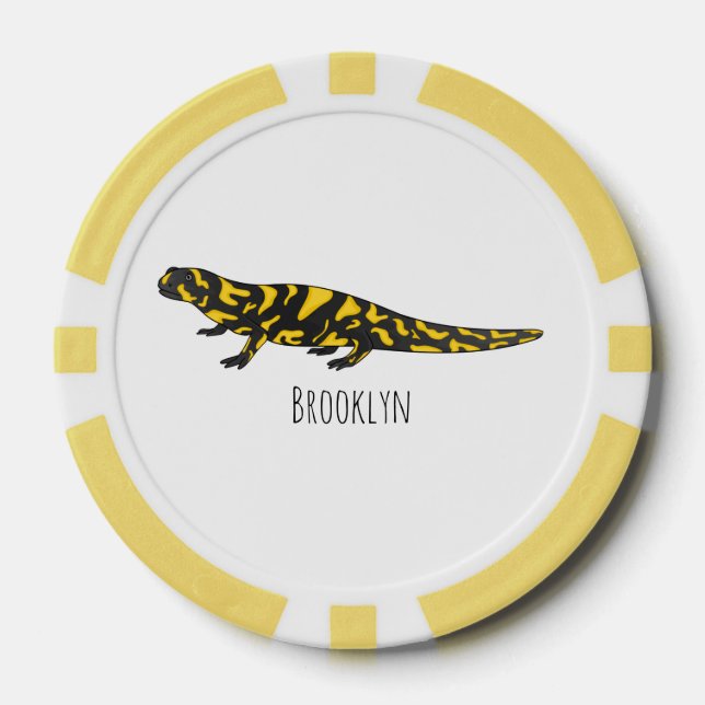 Tiger salamander cartoon illustration  poker chips (Front)