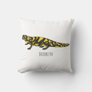 Tiger salamander cartoon illustration throw pillow