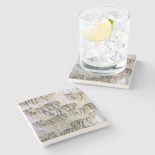 Tiger Savanna Animal Painting Print Stone Coaster