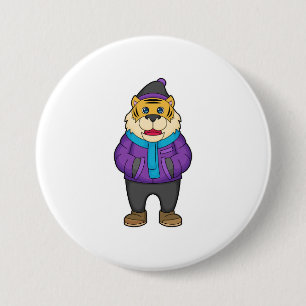 Tiger Scarf Beanie 3 Inch Round Button