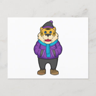 Tiger Scarf Beanie Postcard