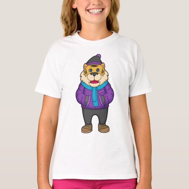 Tiger Scarf Beanie T-Shirt (Front)