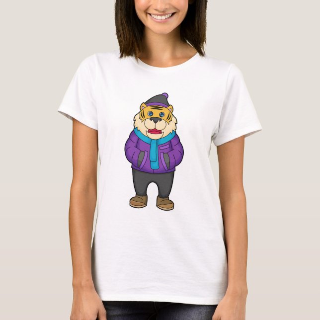 Tiger Scarf Beanie T-Shirt (Front)