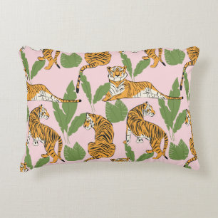 Tiger Seamless Pattern: Exotic Vintage Style Accent Pillow
