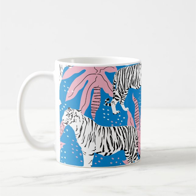 Tiger seamless pattern,wild animal background,tren coffee mug (Left)