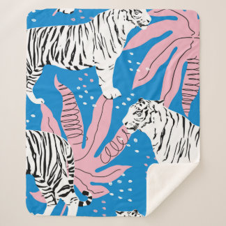 Tiger seamless pattern,wild animal background,tren sherpa blanket