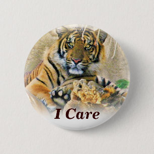 Tiger,Seeking_ 2 Inch Round Button