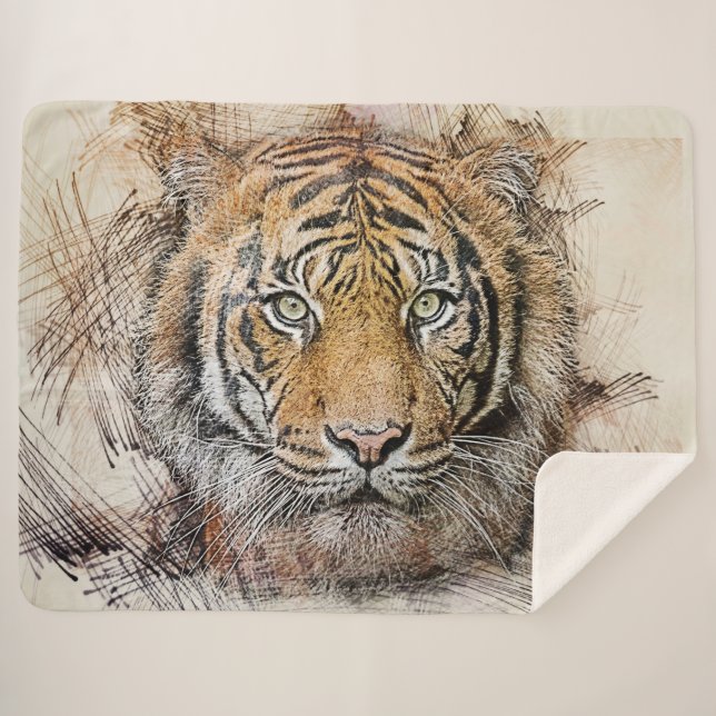 Tiger Sherpa Blanket (Front (Horizontal))