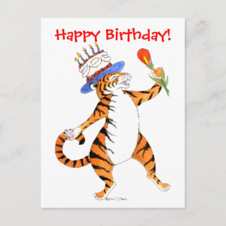 Tiger Sings Happy Birthday -Postcard Postcard