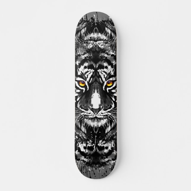Tiger Skateboard | Tigre noir et blanc (Devant)