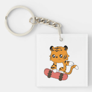 Tiger Skating Keychain