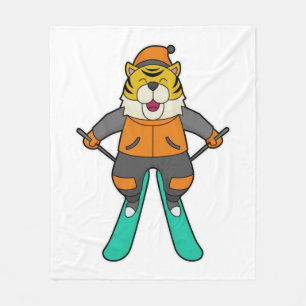 Tiger Skier Ski Fleece Blanket