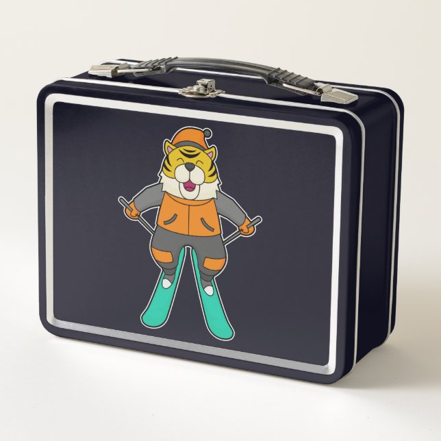 Tiger Skier Ski Metal Lunch Box (Front)