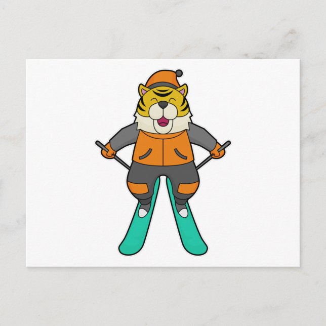 Tiger Skier Ski Postcard (Front)