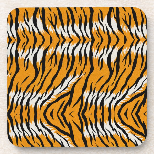 Tiger Skin Animal Print Pattern Design  Coaster (Front)