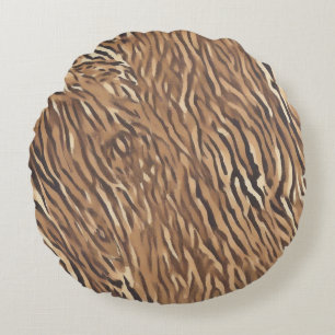 Tiger Skin Design Decorative Cojin Round Pillow