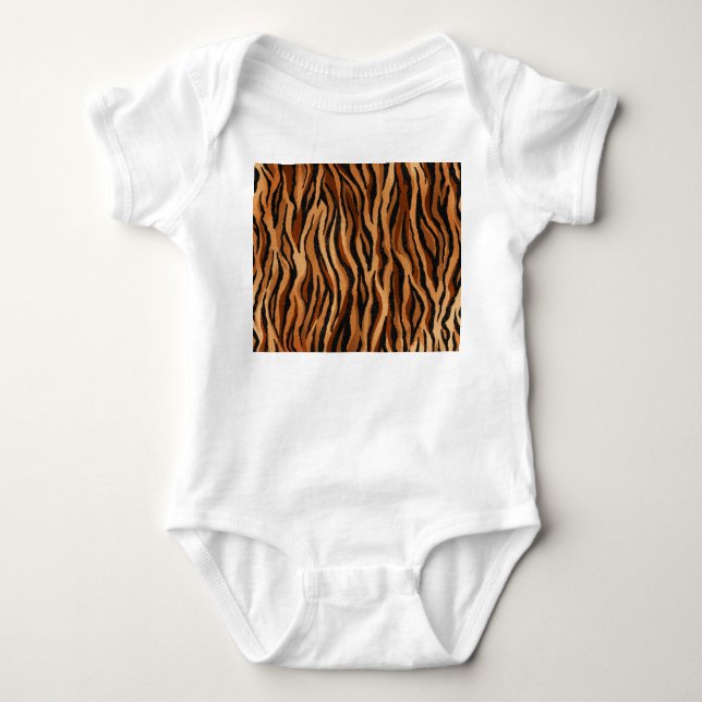 Tiger skin: hand-drawn seamless pattern. baby bodysuit (Front)