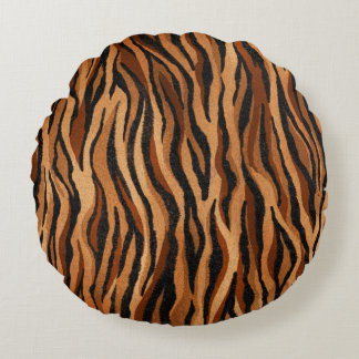 Tiger skin: hand-drawn seamless pattern. round pillow
