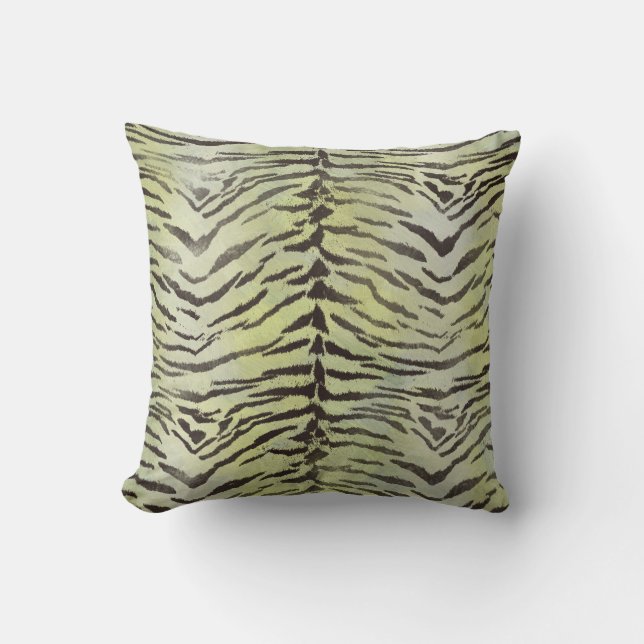 Tiger Skin Print in Lime Chartreuse Throw Pillow (Front)
