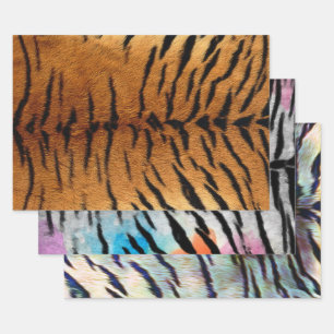Tiger Skin Print on three colours Wrapping Paper Sheet