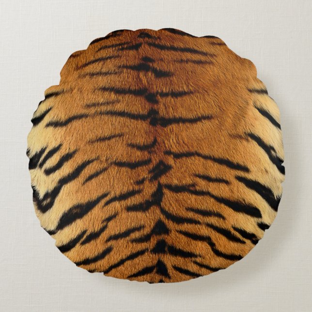 Tiger Skin Print Round Pillow (Front)