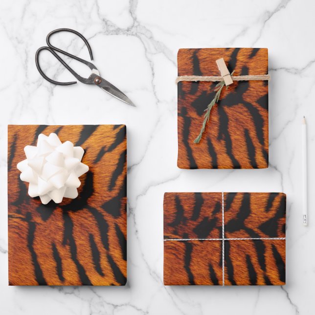 Tiger Skin Print Wrapping Paper Sheet (Front)