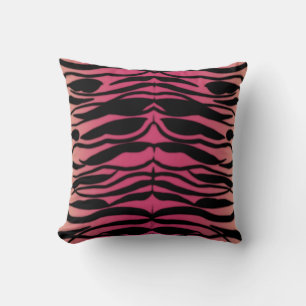 Tiger Skin Striped Pattern in Raspberry Pink Throw Pillow
