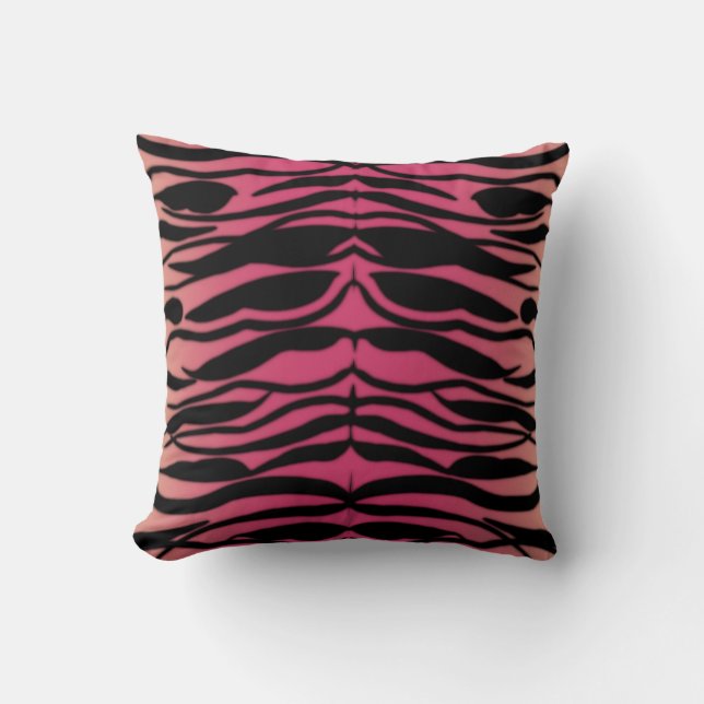 Tiger Skin Striped Pattern in Raspberry Pink Throw Pillow (Front)