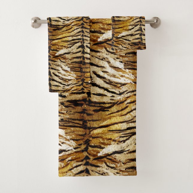 Tiger skin, stylish, tiger, striped, animal print, bath towel set (Insitu)