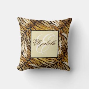 Tiger skin, stylish, tiger, striped, animal print, throw pillow