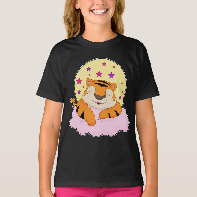 Tiger Sleeping Stars Clouds T-Shirt (Front)