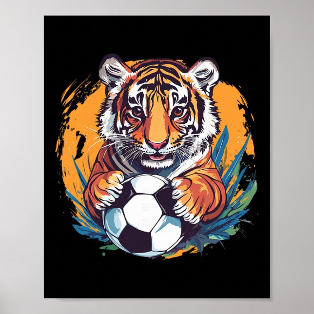 Tiger Soccer Byll Fierce Jungle Animal  Poster (Front)