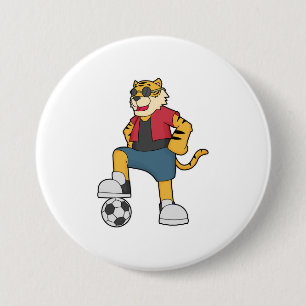 Tiger Soccer player Soccer 3 Inch Round Button