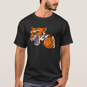 Tiger Sports Tigers Team Mascot Holding Basketball T-Shirt